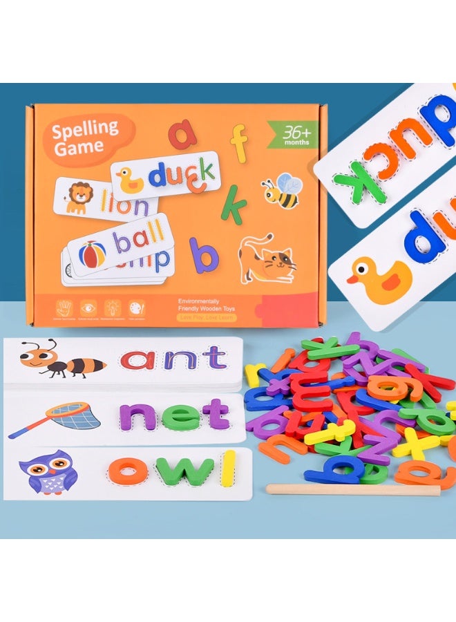 كابسترو لعبة تهجئة الكلمات الأبجدية الخشبية من كابسترو للأطفال - مجموعة بطاقات مطابقة الحروف وبناء الكلمات | لعبة تعليمية للقراءة المبكرة والصوتيات والتعلم المعرفي لأطفال ما قبل المدرسة - Image 2